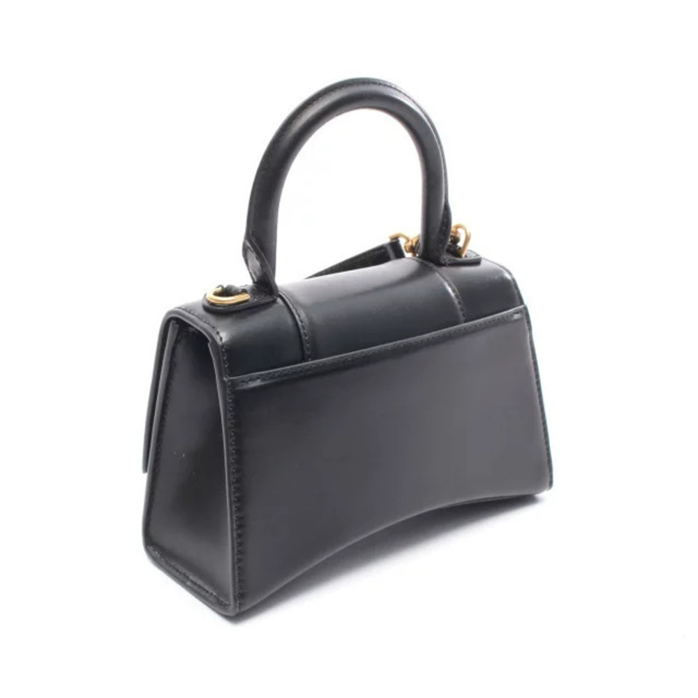 Balenciaga Black Leather HOURGLASS Handbag Black